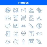 fitness linea icone impostato per infografica mobile uxui kit e Stampa design includere Mela cibo fitness sangue droop fitness id carta icona impostato vettore