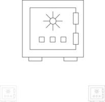 serratura scatola depositare protezione sicuro sicurezza sicurezza grassetto e magro nero linea icona impostato vettore
