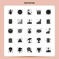 solido 25 motivazione icona impostato vettore glifo stile design nero icone impostato ragnatela e mobile attività commerciale idee design vettore illustrazione