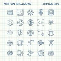 artificiale intelligenza 25 scarabocchio icone mano disegnato attività commerciale icona impostato vettore