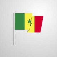 Senegal agitando bandiera design vettore