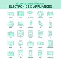 25 verde elettronica e elettrodomestici icona impostato vettore