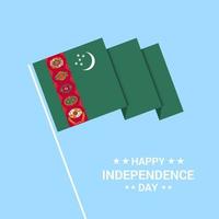turkmenistan indipendenza giorno tipografico design con bandiera vettore