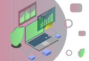 isometrico vettore sicurezza dati sistema illustrazione, tecnologia protezione parola d'ordine Banca dati server casa concetto , accesso struttura isolato cartello pieno design modello attività commerciale industria