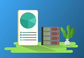 piatto design tavoletta diagramma su dati server , di riserva digitale nube Rete isolato concetto controllo grande dati cartello emblema illustrazione vettore