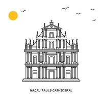 macau di Paul cattedrale monumento mondo viaggio naturale illustrazione sfondo nel linea stile vettore