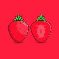 fragola illustrazione vettore. fetta di fragola frutta illustrazione. fragola nel cartone animato stile design vettore