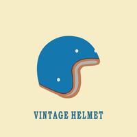 Vintage ▾ blu casco su giallo sfondo piatto vettore illustrazione