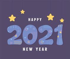 felice anno nuovo 2021 lettering banner vettore