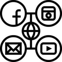 sociale media mondo multimedia in linea e-commerce - schema icona vettore