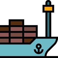 nave spedizione magazzino trasporto e-commerce - pieno schema icona vettore