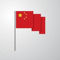 Cina agitando bandiera creativo sfondo vettore