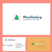 Natale albero logo design con tagline davanti e indietro busienss carta modello vettore creativo design