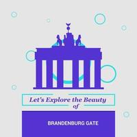 lascia Esplorare il bellezza di Brandeburgo cancello Berlino Germania nazionale punti di riferimento vettore
