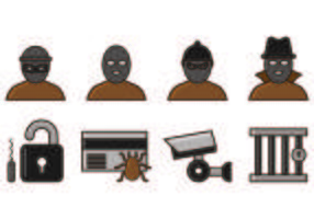 Set of Theft Icon Vettori