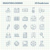 formazione scolastica e scienza 25 scarabocchio icone mano disegnato attività commerciale icona impostato vettore