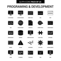 programmazione e sviluppo glifo vettore icona impostato