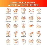 arancia Futuro 25 artificiale intelligenza icona impostato vettore