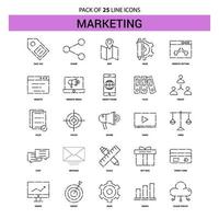 marketing linea icona impostato 25 tratteggiata schema stile vettore