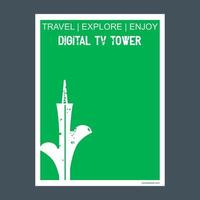 digitale tv Torre brasilia brasile monumento punto di riferimento opuscolo piatto stile e tipografia vettore