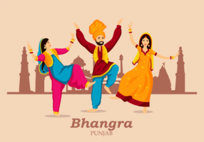 illustrazione di danza popolare di bhangra vettore