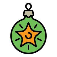 Natale verde palla albero giocattolo icona, schema stile vettore