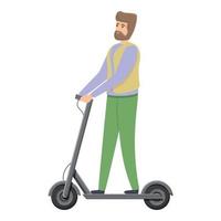 nonno su elettrico scooter icona, cartone animato stile vettore
