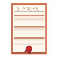 certificato standard icona, cartone animato stile vettore
