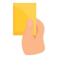 arbitro giallo carta icona, cartone animato stile vettore