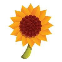 autunno girasole icona, cartone animato stile vettore