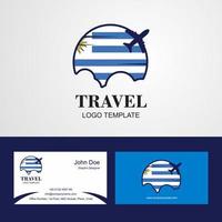 viaggio Uruguay bandiera logo e visitare carta design vettore