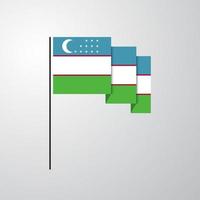 Uzbekistan agitando bandiera creativo sfondo vettore