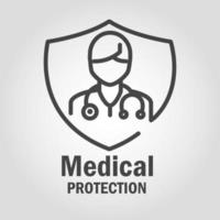 banner di protezione medica con pittogramma vettore