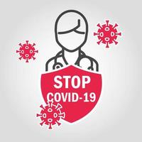 stop covid-19 con segno pittogramma vettore