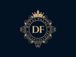 lettera df antico reale lusso vittoriano logo con ornamentale telaio. vettore