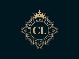 lettera cl antico reale lusso vittoriano logo con ornamentale telaio. vettore