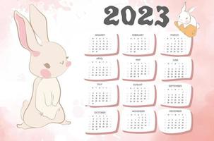 calendario 2023 anno di il coniglio. grande coniglietto immagini vettore