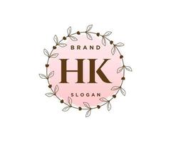 iniziale HK femminile logo. utilizzabile per natura, salone, terme, cosmetico e bellezza loghi. piatto vettore logo design modello elemento.