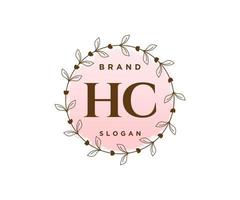 iniziale hc femminile logo. utilizzabile per natura, salone, terme, cosmetico e bellezza loghi. piatto vettore logo design modello elemento.