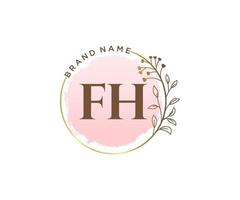 iniziale fh femminile logo. utilizzabile per natura, salone, terme, cosmetico e bellezza loghi. piatto vettore logo design modello elemento.