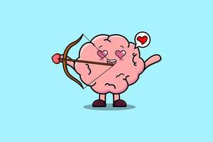 carino cartone animato portafortuna personaggio romantico Cupido cervello vettore