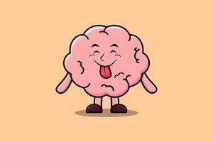 carino cartone animato cervello con vistoso espressione vettore