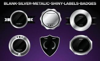 vuoto argento metallico brillante etichette badge loghi vettore