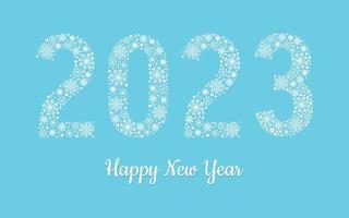 contento nuovo anno 2023 numero fatto a partire dal i fiocchi di neve su blu sfondo vettore