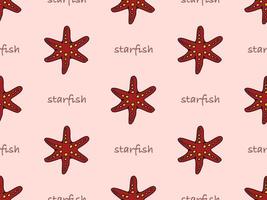 stella marina cartone animato personaggio senza soluzione di continuità modello su rosa sfondo vettore