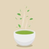 tè verde matcha. tazza tradizionale con tè matcha. illustrazione colorata alla moda. vettore