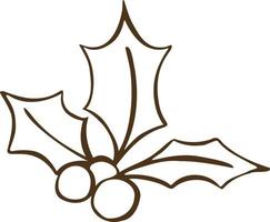 simbolo nuovo anno Natale bacca agrifoglio agrifoglio linea vettore