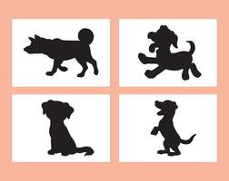 impostato di cane silhouette vettore isolato su bianca sfondo animale colorazione libro per bambini cartone animato vettore cane illustrazione