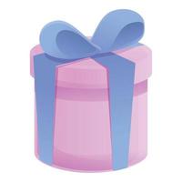 rosa regalo scatola icona, cartone animato stile vettore