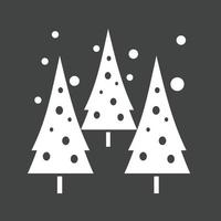 nevicando nel alberi glifo rovesciato icona vettore